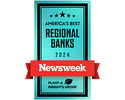 Logo for America's Best Regional Banks 2024 from Newsweek and Plant-A Insights Group